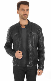 Men Genuine Leather Jacket MJ 43